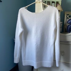 White oversized knit sweater